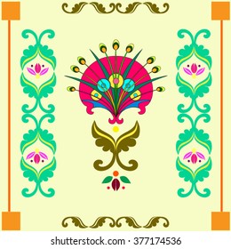 Decorative floral pattern with abstract flower and ornament