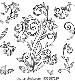 Decorative floral pattern with bluebells