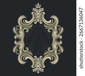 Decorative floral pattern. Gold graceful frame. Heraldic symbols. Monogram initials and exclusive calligraphic design elements. Vector business sign, identity for hotel, restaurant, jewelry, fashion.