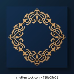 Decorative floral pattern. Gold graceful frame. Heraldic symbols. Monogram initials and exclusive calligraphic design elements. Vector business sign, identity for hotel, restaurant, jewelry, fashion.