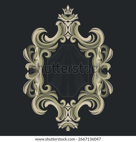 Decorative floral pattern. Gold graceful frame. Heraldic symbols. Monogram initials and exclusive calligraphic design elements. Vector business sign, identity for hotel, restaurant, jewelry, fashion.