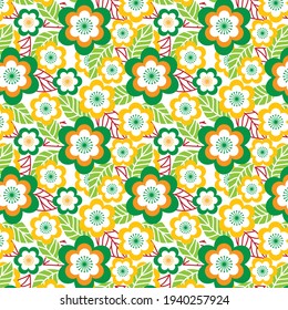 Decorative Floral Pattern With Green and Yellow color Design Illustration Clipart