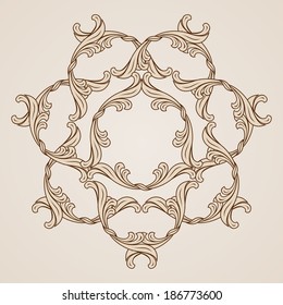 Decorative floral pattern. Illustration in light and dark brown colors