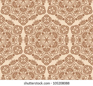 Patrón floral decorativo sobre un fondo beige