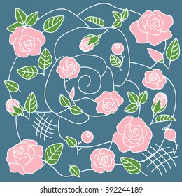 Decorative floral pattern on blue