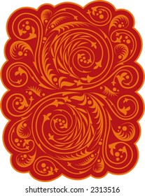 decorative floral pattern in red and orange