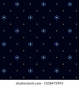 Decorative floral pattern seamless classic marine blue background cute small blue flowers motif. Spring summer season modern fabric design textile swatch all over print block.