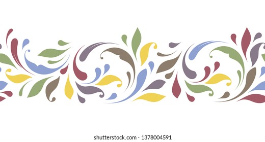 Decorative floral  pattern. Seamless ornamental border for ribbons, fabric, wrapping, wallpaper, tape. Decorative design element for background and cover.