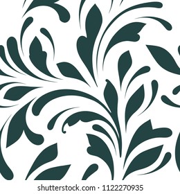 Decorative floral pattern with swirls and flowers. Design for the cover, fabric, paper, wrapping, wallpaper. Seamless ornament is hand drawing. Ornamental flowery texture.