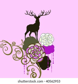 decorative floral with reindeer
