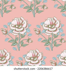 Patrón de rosa floral decorativo sin fisurasTextura romántica. Invitación a la boda 