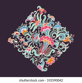 Decorative floral rosette, floral rhombus design