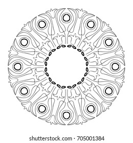Decorative floral round. Flower vector mandala. Design for coloring book. Circle pattern.