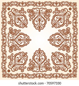 decorative floral scope on a beige background