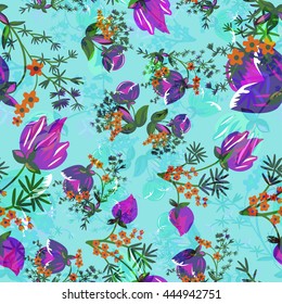 Decorative floral seamless pattern. Floral background. vector illustration,