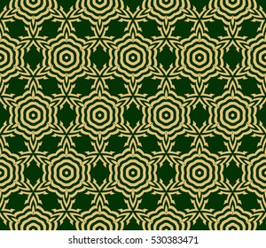 decorative floral seamless pattern background. Luxury texture for wallpaper, invitation. Vector illustration. gold on green.