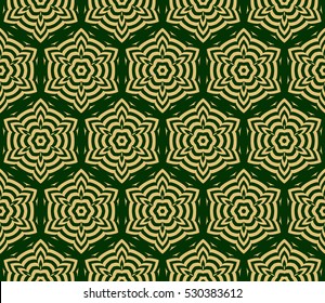 decorative floral seamless pattern background. Luxury texture for wallpaper, invitation. Vector illustration. gold on green.