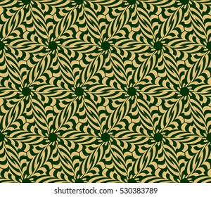decorative floral seamless pattern background. Luxury texture for wallpaper, invitation. Vector illustration. gold on green.