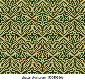 decorative floral seamless pattern background. Luxury texture for wallpaper, invitation. Vector illustration. gold on green.