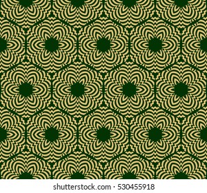 decorative floral seamless pattern background. Luxury texture for wallpaper, invitation. Vector illustration. gold on green.
