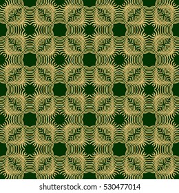 decorative floral seamless pattern background. Luxury texture for wallpaper, invitation. Vector illustration. gold on green.