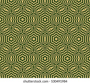 decorative floral seamless pattern background. Luxury texture for wallpaper, invitation. Vector illustration. gold on green.