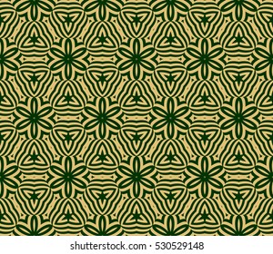 decorative floral seamless pattern background. Luxury texture for wallpaper, invitation. Vector illustration. gold on green.