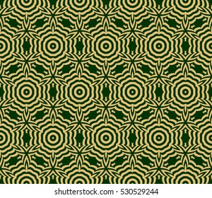 decorative floral seamless pattern background. Luxury texture for wallpaper, invitation. Vector illustration. gold on green.