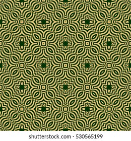 decorative floral seamless pattern background. Luxury texture for wallpaper, invitation. Vector illustration. gold on green.