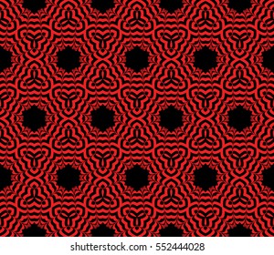 decorative floral seamless pattern background. Luxury texture for wallpaper, invitation. Vector illustration. red on black.