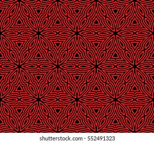 decorative floral seamless pattern background. Luxury texture for wallpaper, invitation. Vector illustration. red on black.