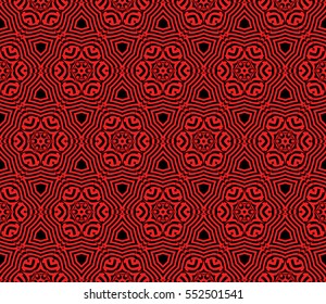 decorative floral seamless pattern background. Luxury texture for wallpaper, invitation. Vector illustration. red on black.