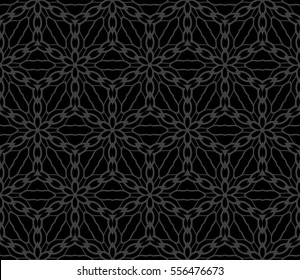 decorative floral seamless pattern background. Luxury texture for wallpaper, invitation. Vector illustration. grey on black.