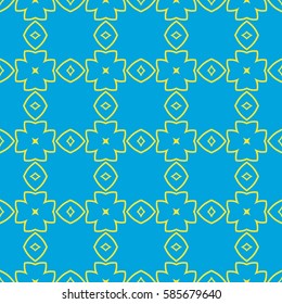 decorative floral seamless pattern background. Luxury texture for wallpaper, invitation. Vector illustration. blue, yellow color