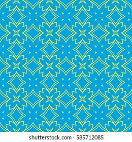 decorative floral seamless pattern background. Luxury texture for wallpaper, invitation. Vector illustration. blue, yellow color