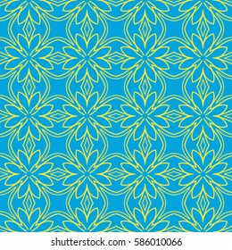decorative floral seamless pattern background. Luxury texture for wallpaper, invitation. Vector illustration. blue, yellow color