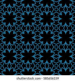 decorative floral seamless pattern. black, blue color. vector illustration. for invitation, greeting card, wallpaper, interior design