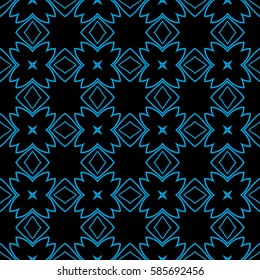 decorative floral seamless pattern. black, blue color. vector illustration. for invitation, greeting card, wallpaper, interior design