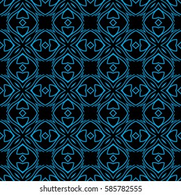 decorative floral seamless pattern. black, blue color. vector illustration. for invitation, greeting card, wallpaper, interior design