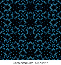 decorative floral seamless pattern. black, blue color. vector illustration. for invitation, greeting card, wallpaper, interior design