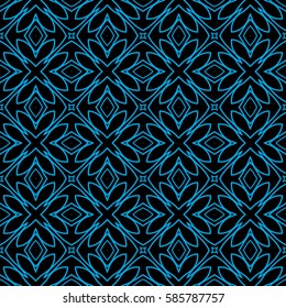 decorative floral seamless pattern. black, blue color. vector illustration. for invitation, greeting card, wallpaper, interior design