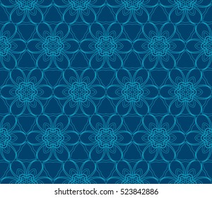 decorative floral seamless pattern. blue color. vector illustration. for invitation, greeting card, wallpaper, interior design