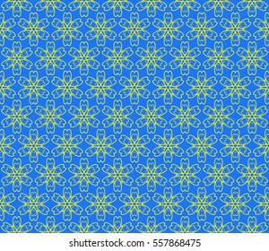 decorative floral seamless pattern. blue, yellow color. vector illustration. for invitation, greeting card, wallpaper, interior design
