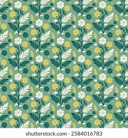 decorative floral seamless pattern with botanical artwork for digital print wallpaper