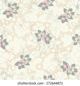 Decorative floral seamless pattern with cherry blossom