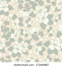 Decorative floral seamless pattern with cherry blossom