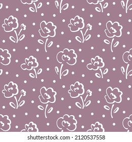 Decoración floral sin costura con flores adorables. Ilustración vectorial de impresión Ditsy