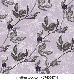 Decorative floral seamless pattern with flower Peony