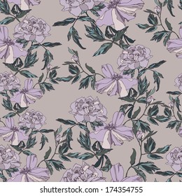 Decorative floral seamless pattern with flower Peony