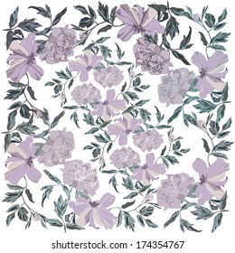 Decorative floral seamless pattern with flower Peony